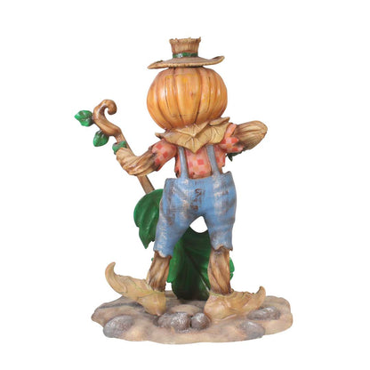 Pumpkin Scarecrow Playing Cello Life Size Statue