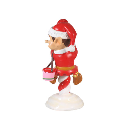 Elf On Candy Cane Life Size Statue