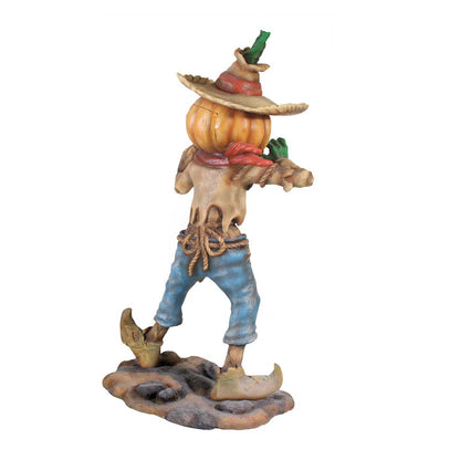 Pumpkin Scarecrow Playing Harmonica Life Size Statue