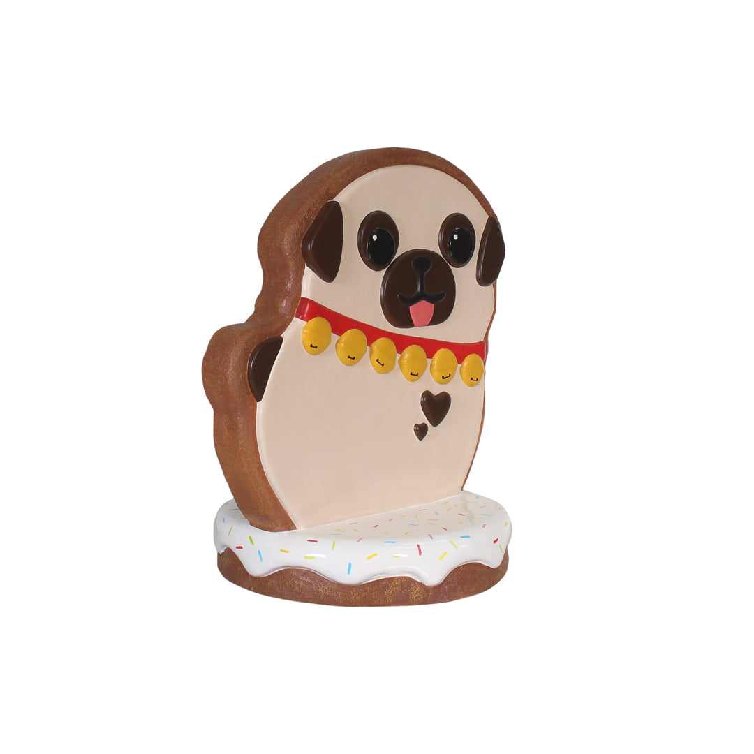 Gingerbread Dog Pug Over Sized Statue