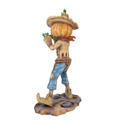 Pumpkin Scarecrow Playing Harmonica Life Size Statue