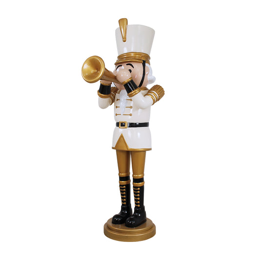 Nutcracker Trumpet White/Gold Life Size Statue