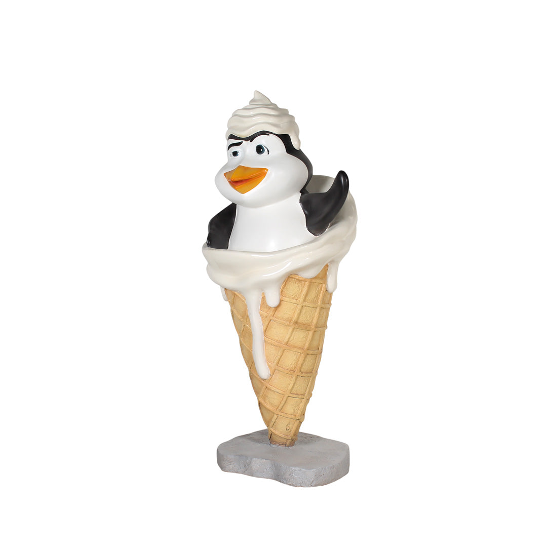 Comic Penguin In Ice Cream Life Size Statue