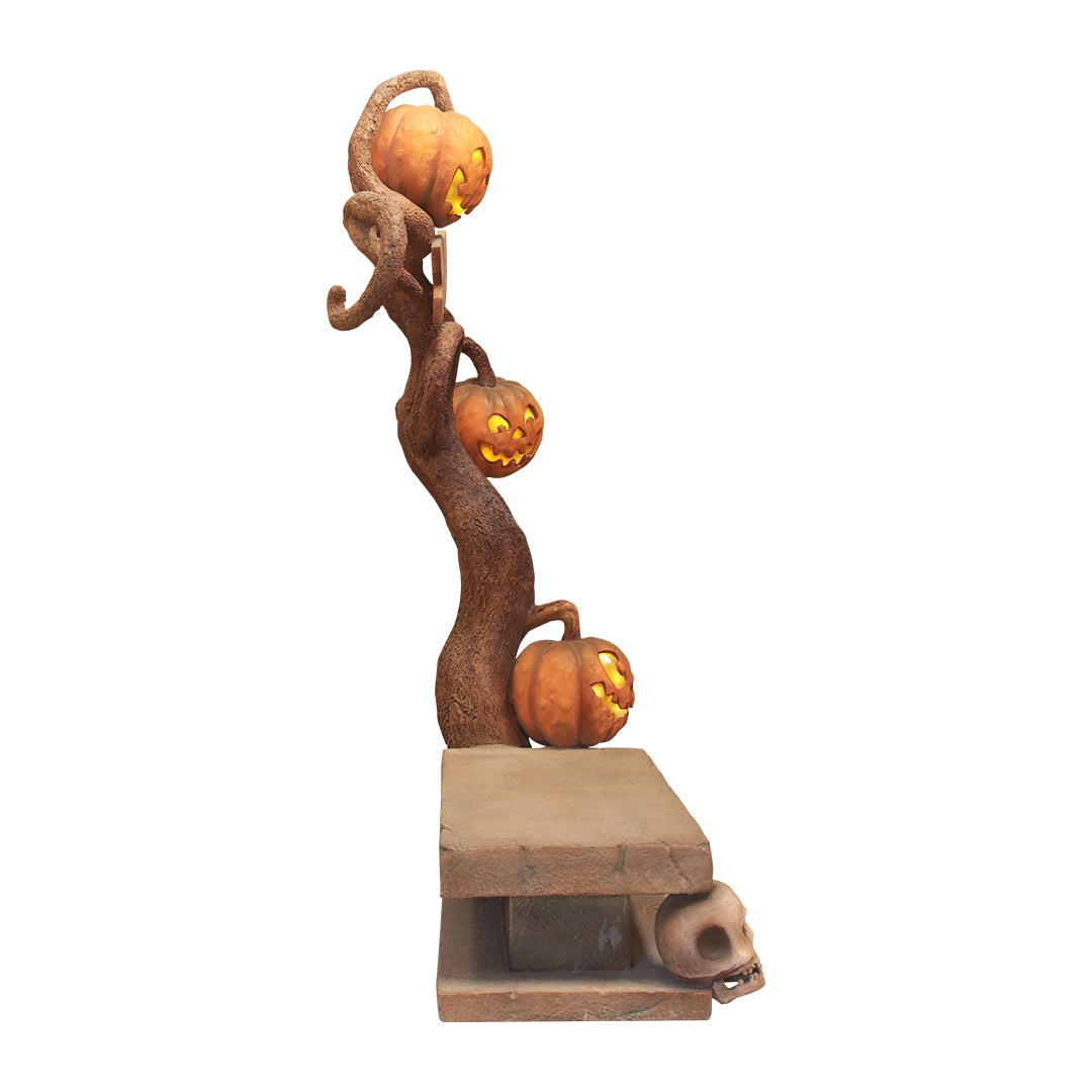 Graveyard Pumpkin Tree Bench Over Sized Statue